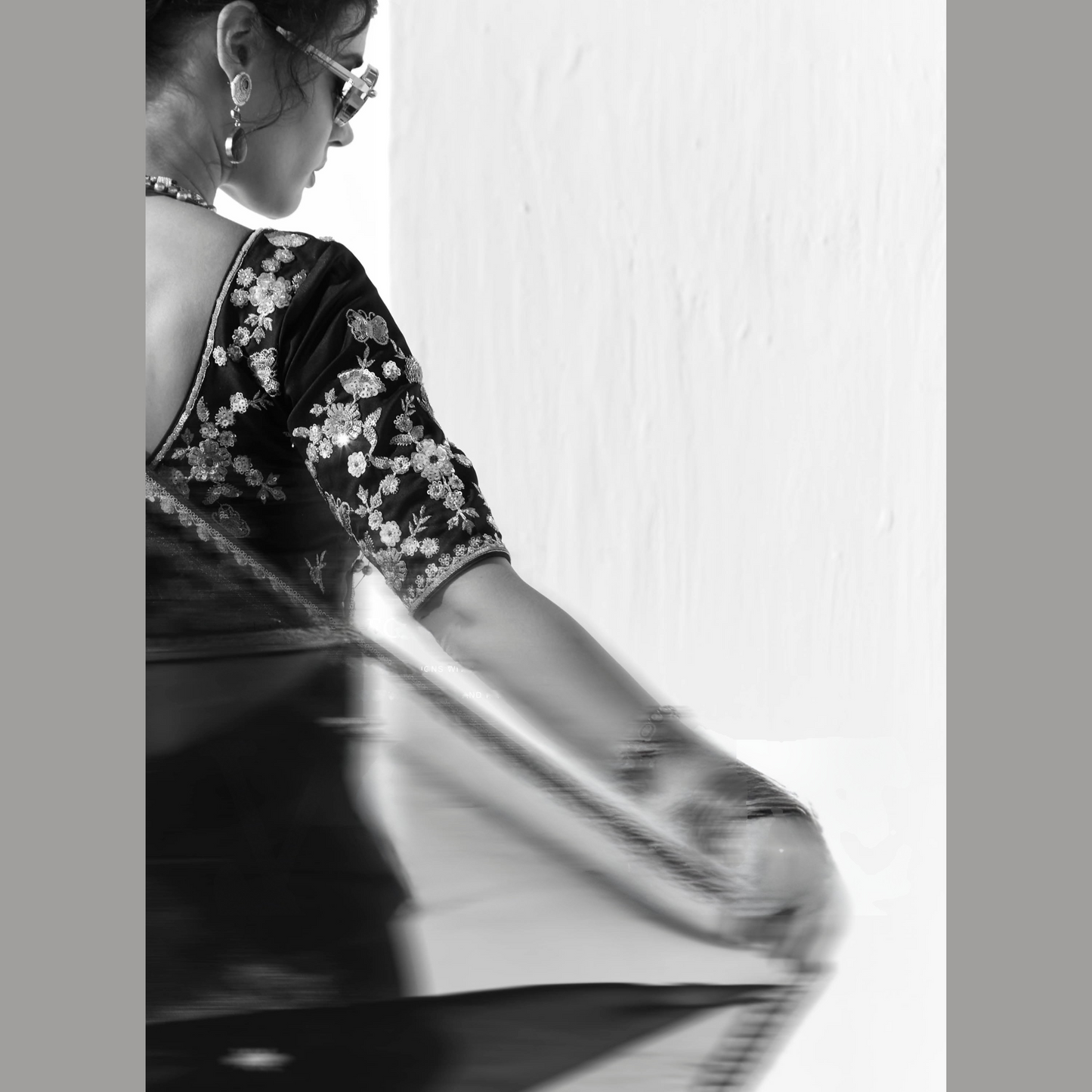Black Runway Organza Tissue Saree with Heavy Embroidered Border – Designer Party Wear