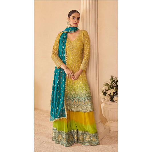 Mehar Rust Heritage Zari Sharara Suit