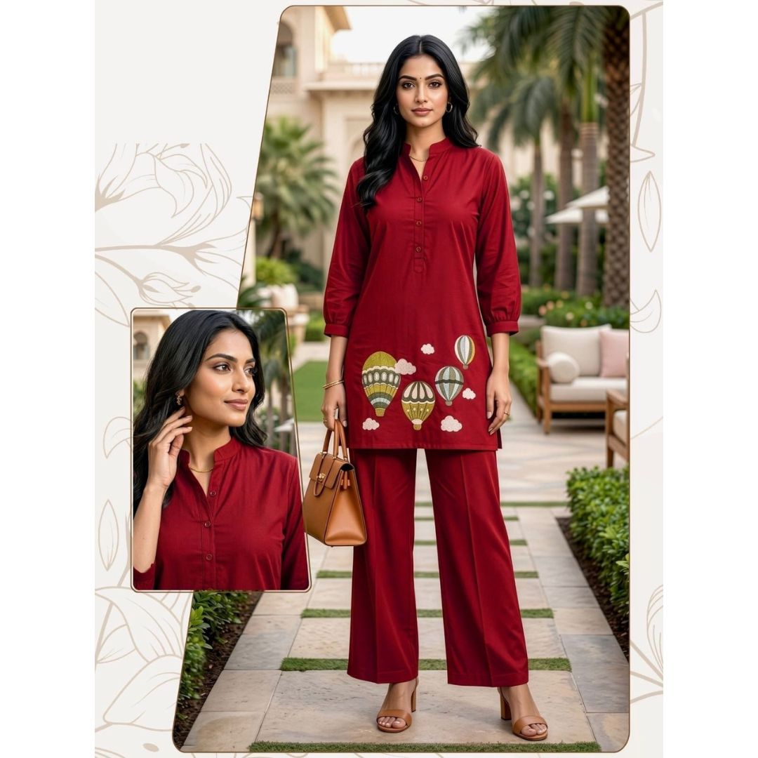 Desi Aura Heavy Dabbu Cotton Co-ord Set
