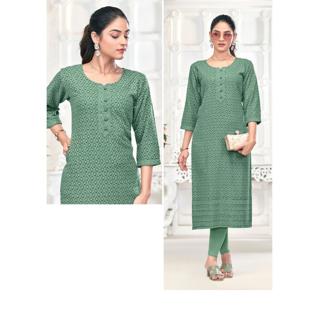 Aarzoo Chikankari Sequence Rayon Kurti Set