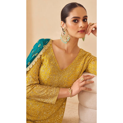 Mehar Rust Heritage Zari Sharara Suit