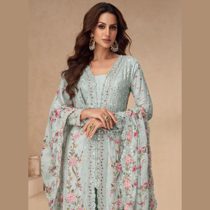 Firoza Bagh Kurta with Wide-Leg Palazzo and Dupatta