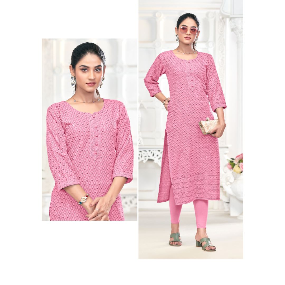 Aarzoo Chikankari Sequence Rayon Kurti Set