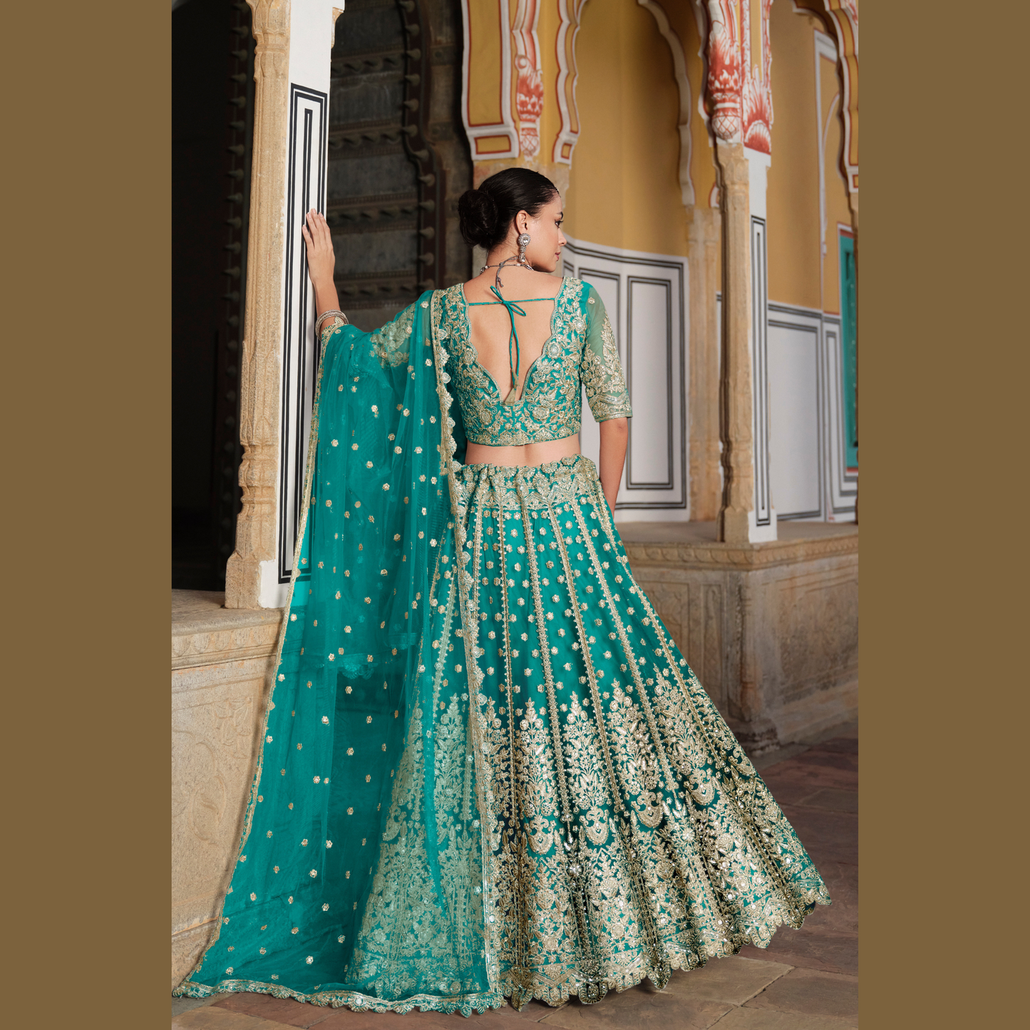 Designer Lahenga Choli Teal Majesty