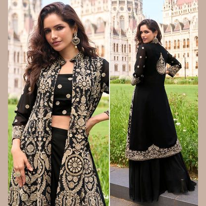 Noir Majesty Palazzo Jacket Ensemble