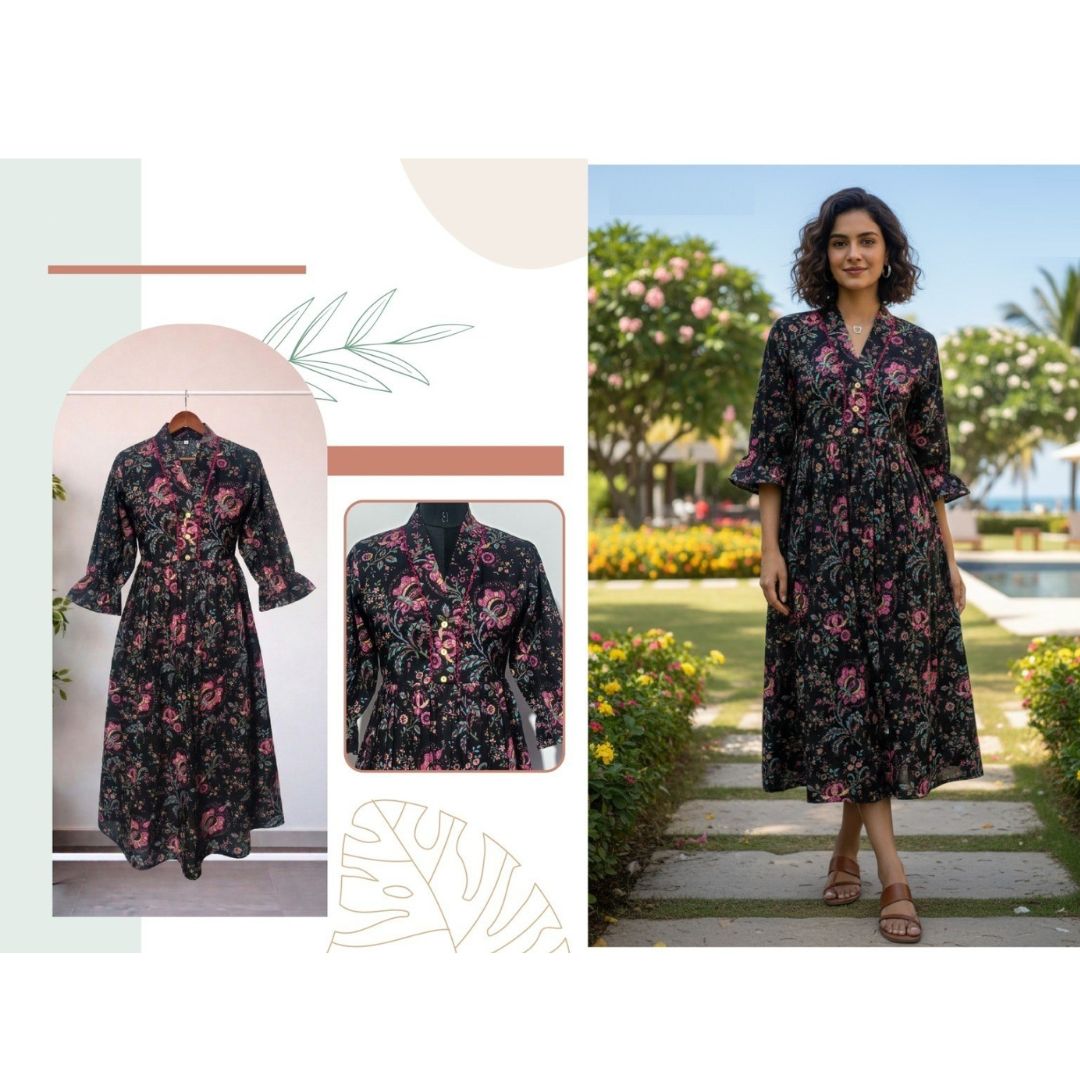 Saanvi Flowy Cotton Maxi Dress