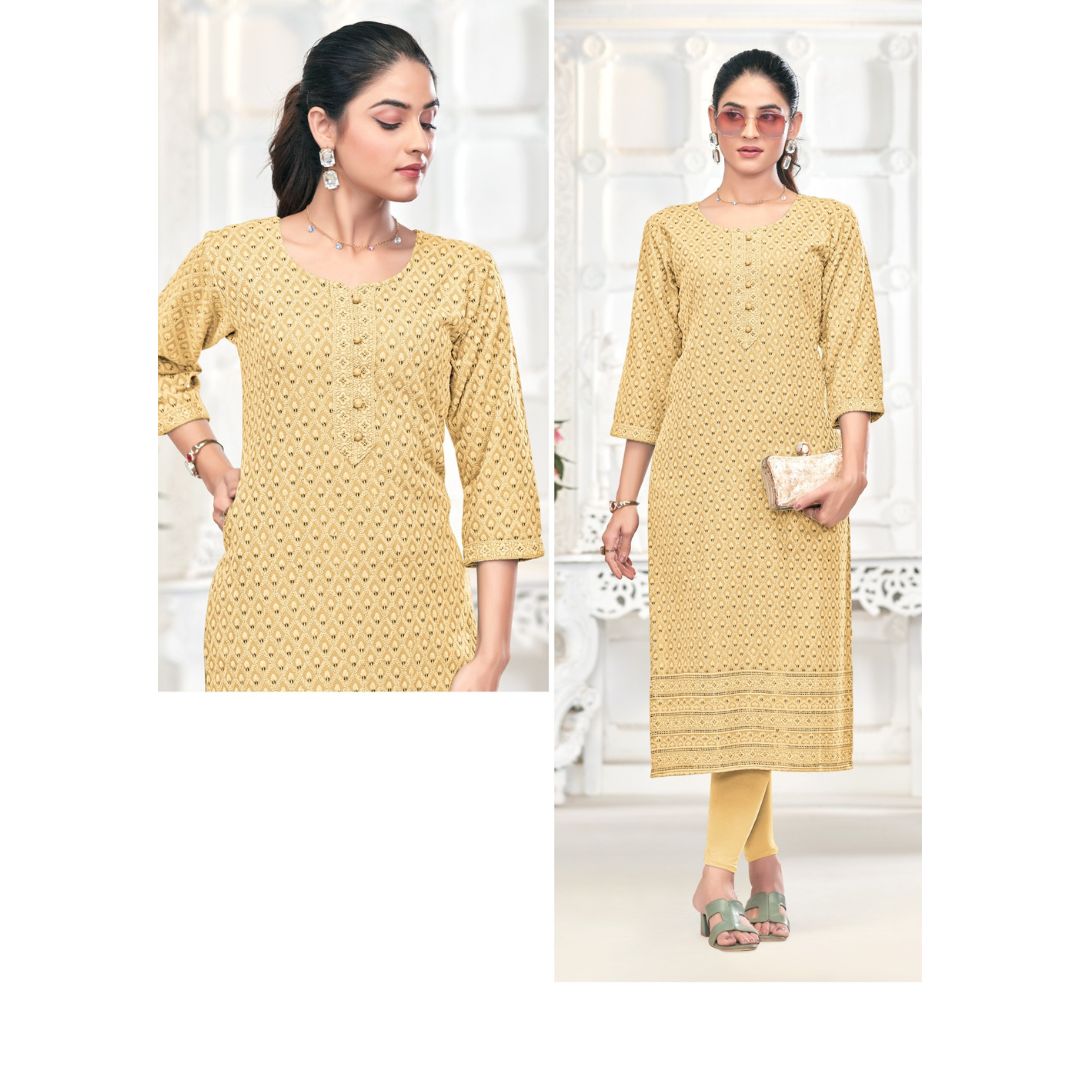 Aarzoo Chikankari Sequence Rayon Kurti Set