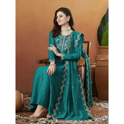Ameera Teal  Heritage Embroidered Suit