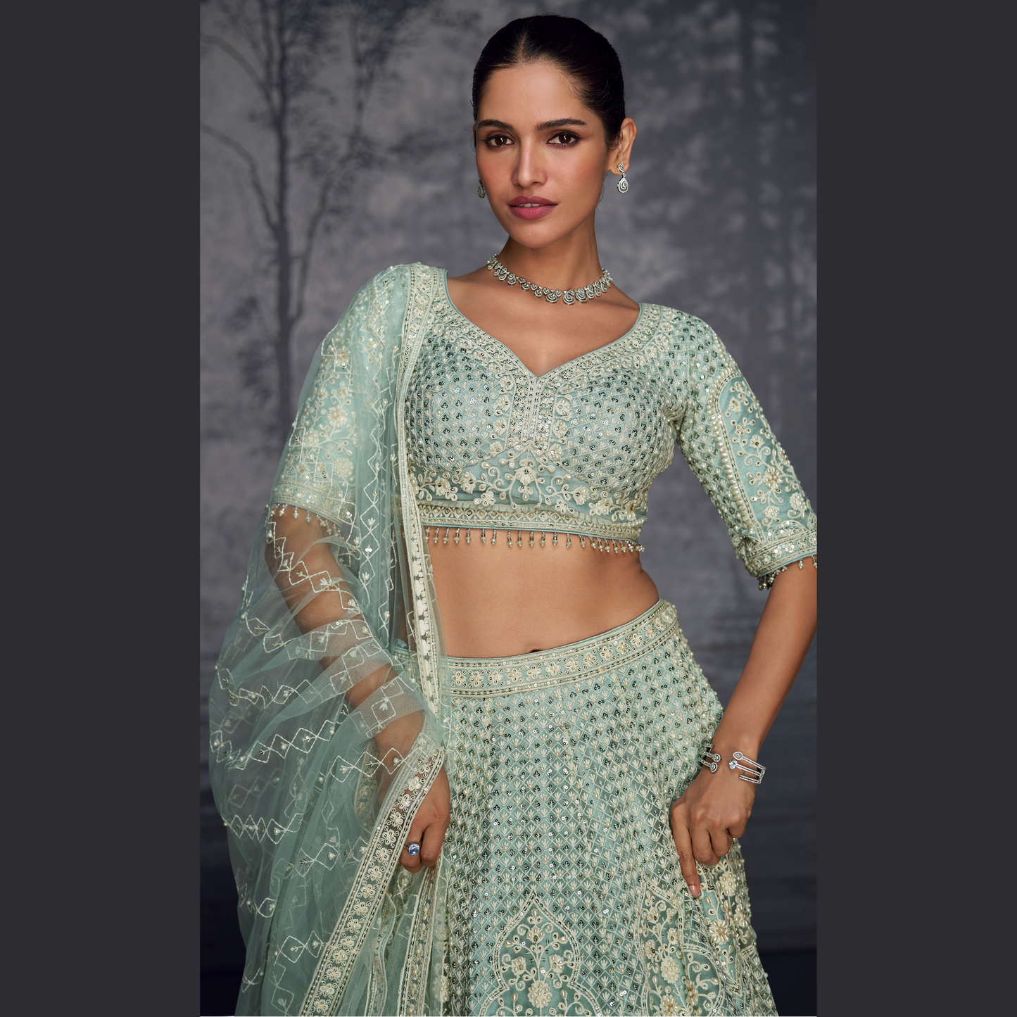 Handcrafted Embroidered Lehenga Set