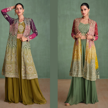 Embroidered Long Jacket-Style Kurti