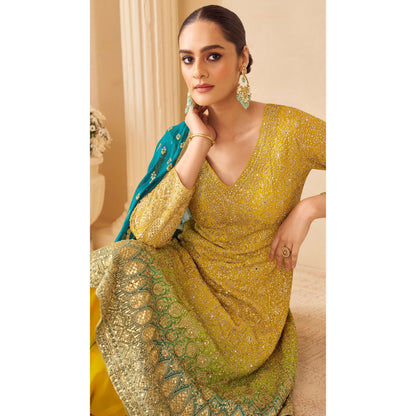Mehar Rust Heritage Zari Sharara Suit