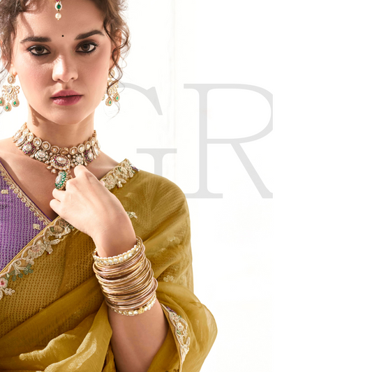 Yellow Runway Organza Tissue Saree with Heavy Embroidered Border – Designer Party Wear