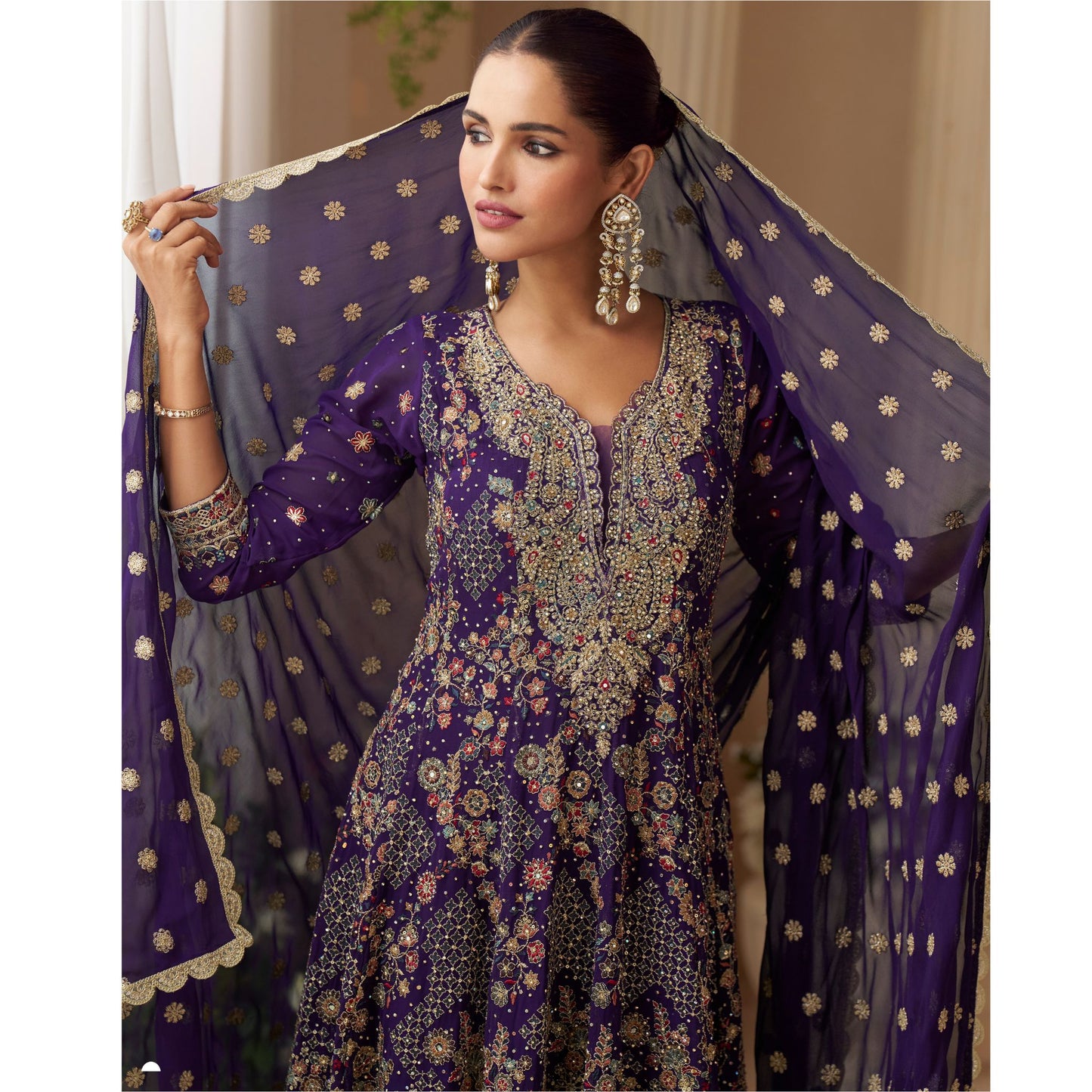 Zehra Blue Royal Embroidered Sharara Suit