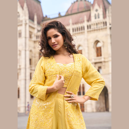 Sunlit Charm Mustard Sharara Set