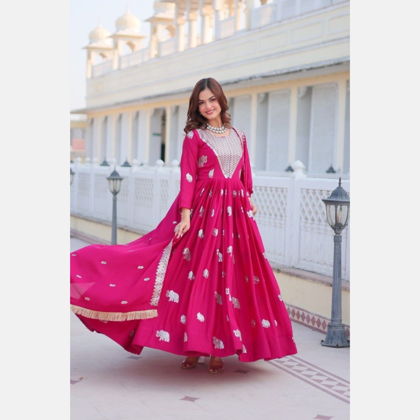 Heritage Glow flared gown