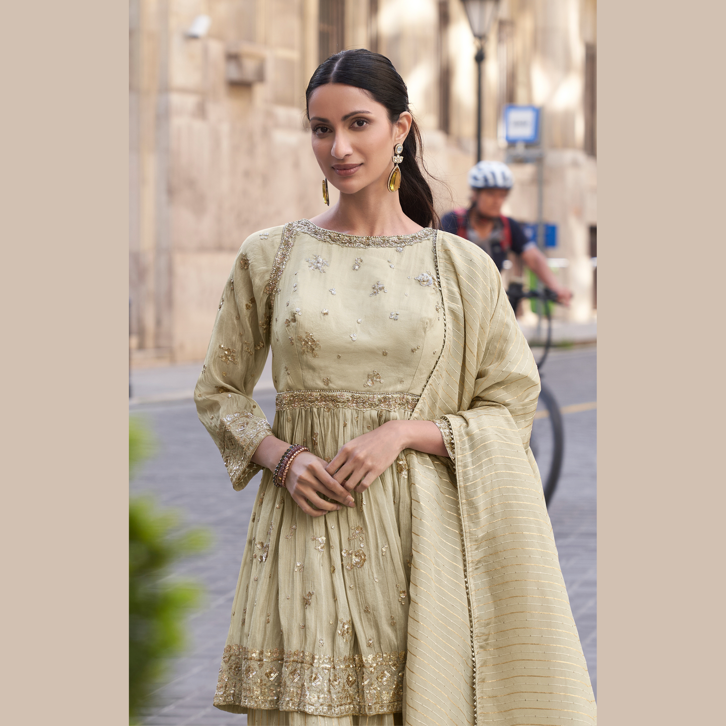 Timeless Elegance - Embroidered Sharara Kurti Set