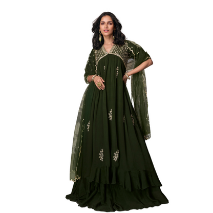 Majestic Charm Silk Ensemble floor-length Anarkali gowns