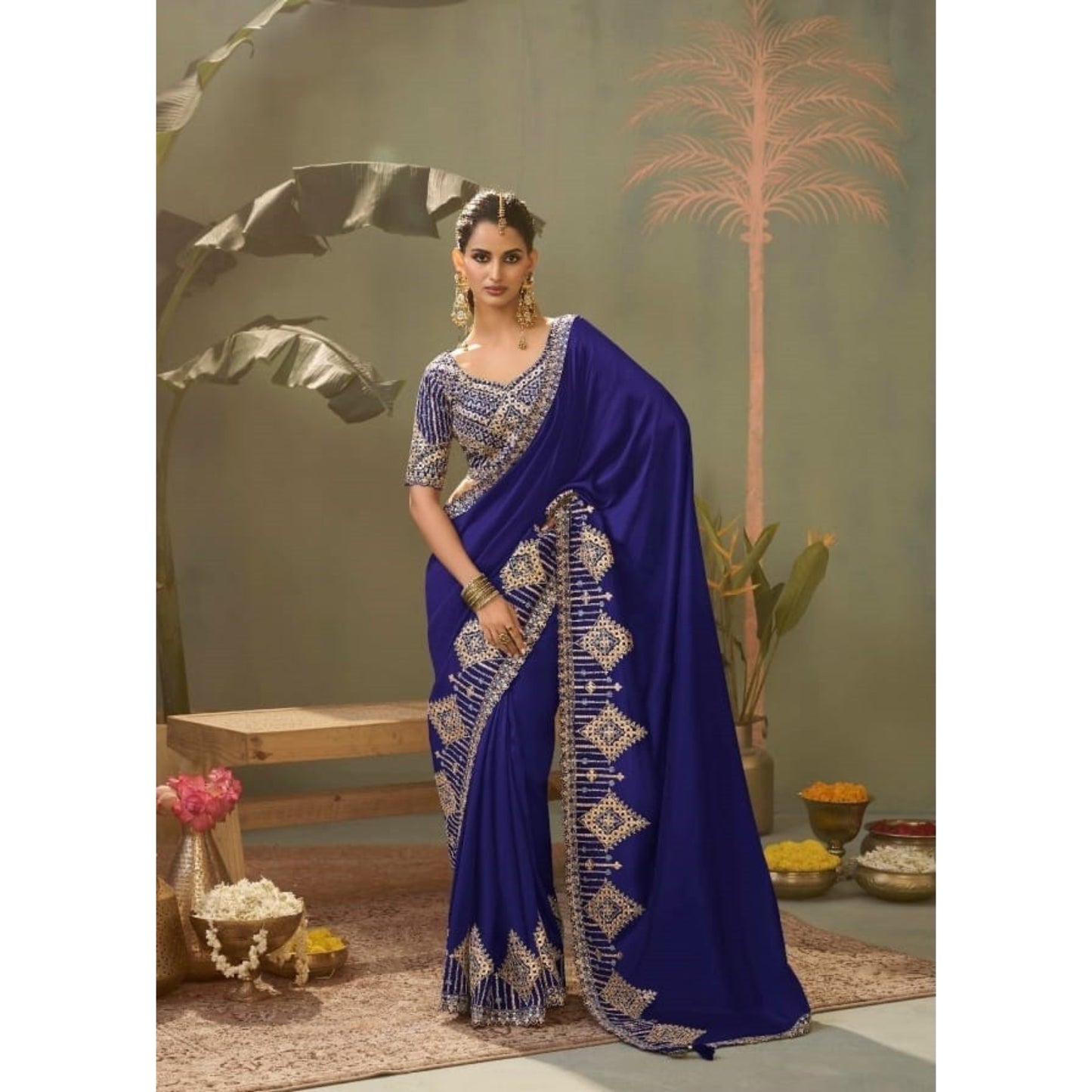 Ira Blue  Majestic Zari Saree