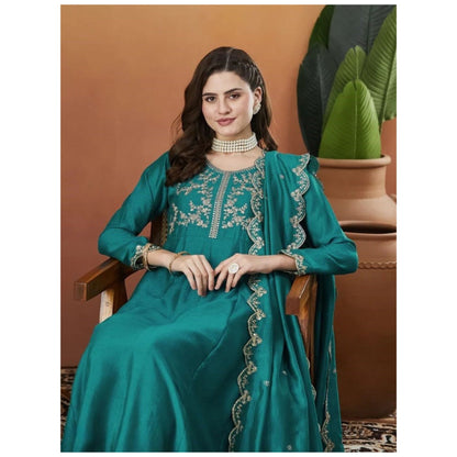 Ameera Teal  Heritage Embroidered Suit