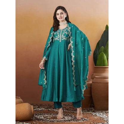 Ameera Teal  Heritage Embroidered Suit
