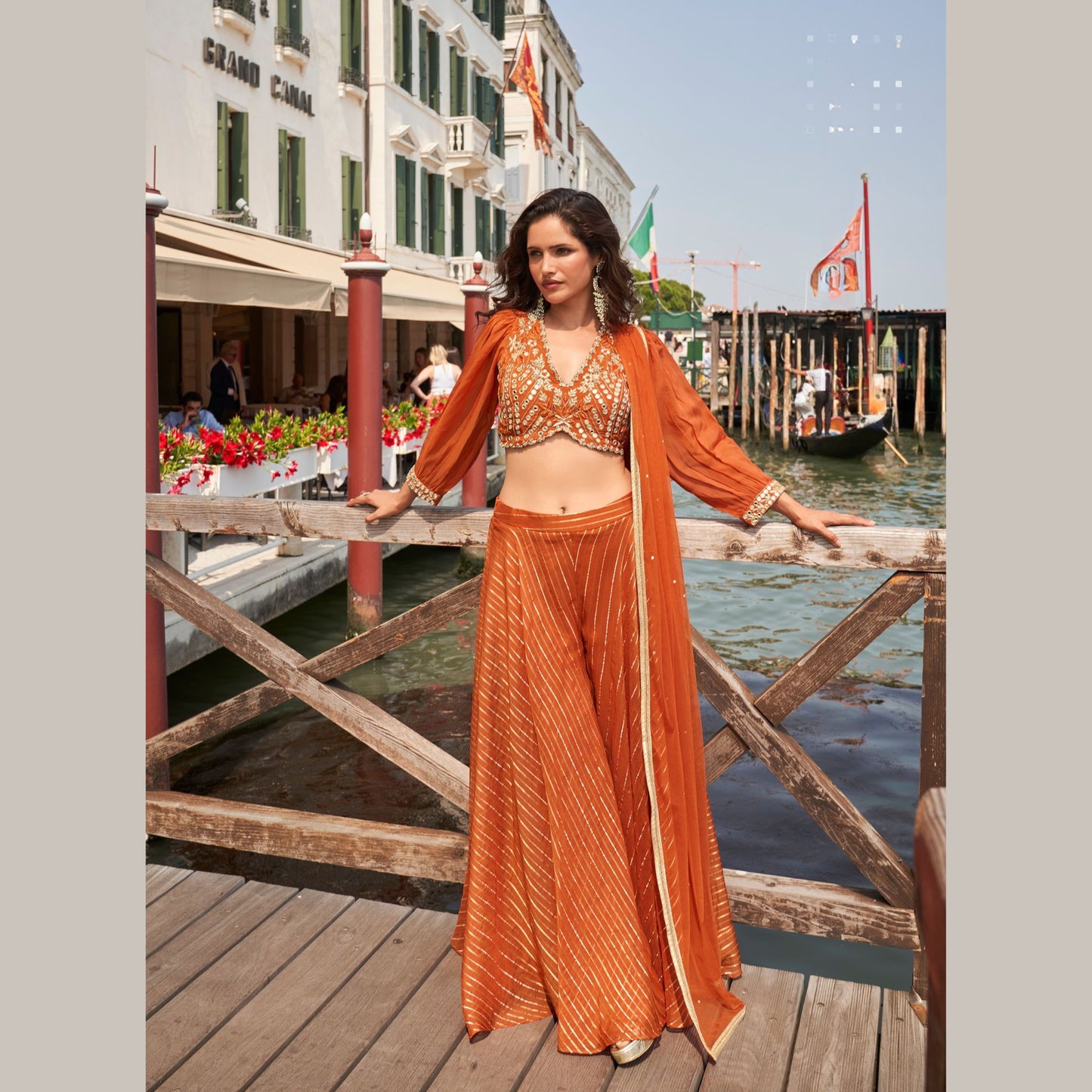 Noorvaan Rust Orange Cape Co-ord Set
