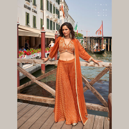 Noorvaan Rust Orange Cape Co-ord Set