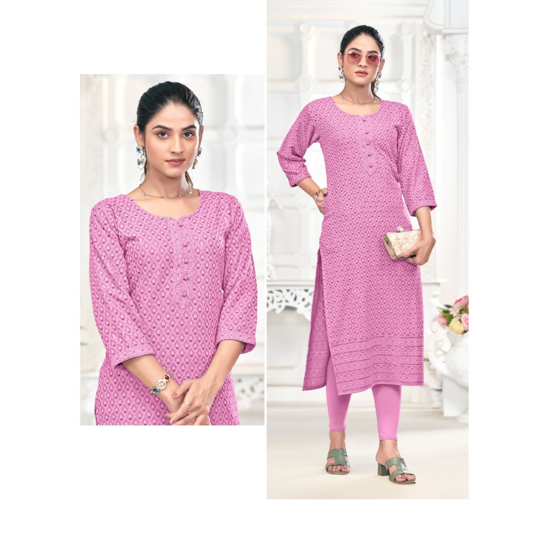 Aarzoo Chikankari Sequence Rayon Kurti Set