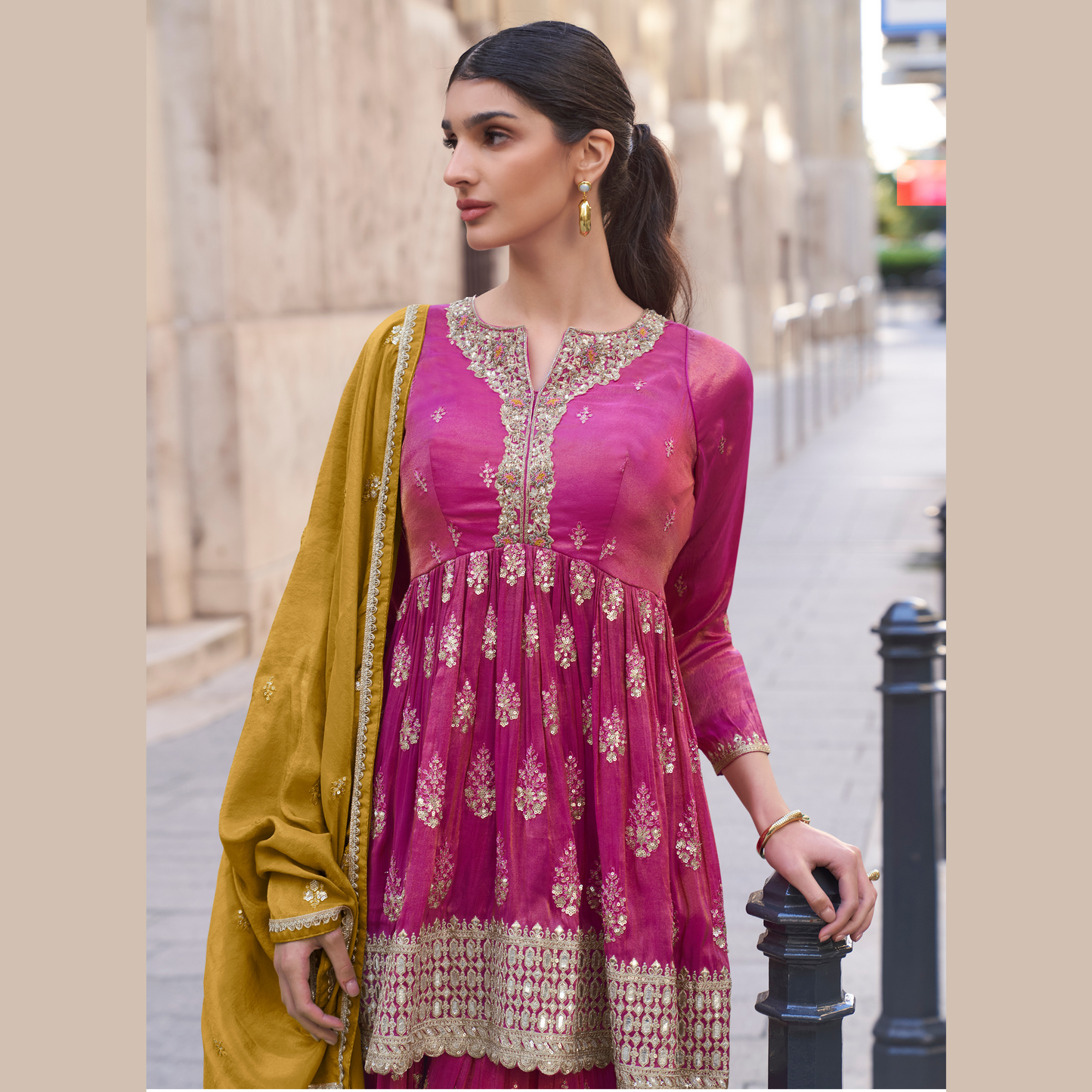 Timeless Elegance - Embroidered Sharara Kurti Set