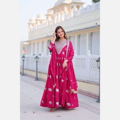 Heritage Glow flared gown