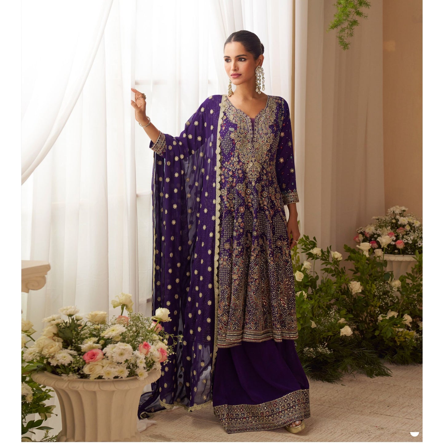 Zehra Blue Royal Embroidered Sharara Suit