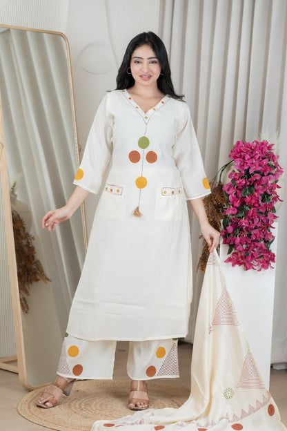 Zariya Luxe Roman A-Line Set with Pockets