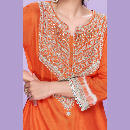 Zoya-E-Rust Kurta with White Pant