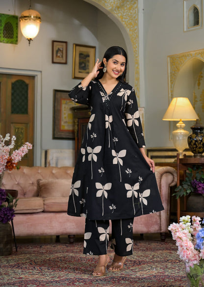 Cotton Charm Printed Kurti with Pocket &amp; Embroidered