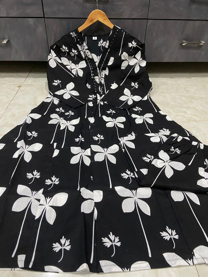 Cotton Charm Printed Kurti with Pocket &amp; Embroidered