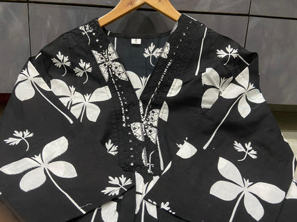 Cotton Charm Printed Kurti with Pocket &amp; Embroidered