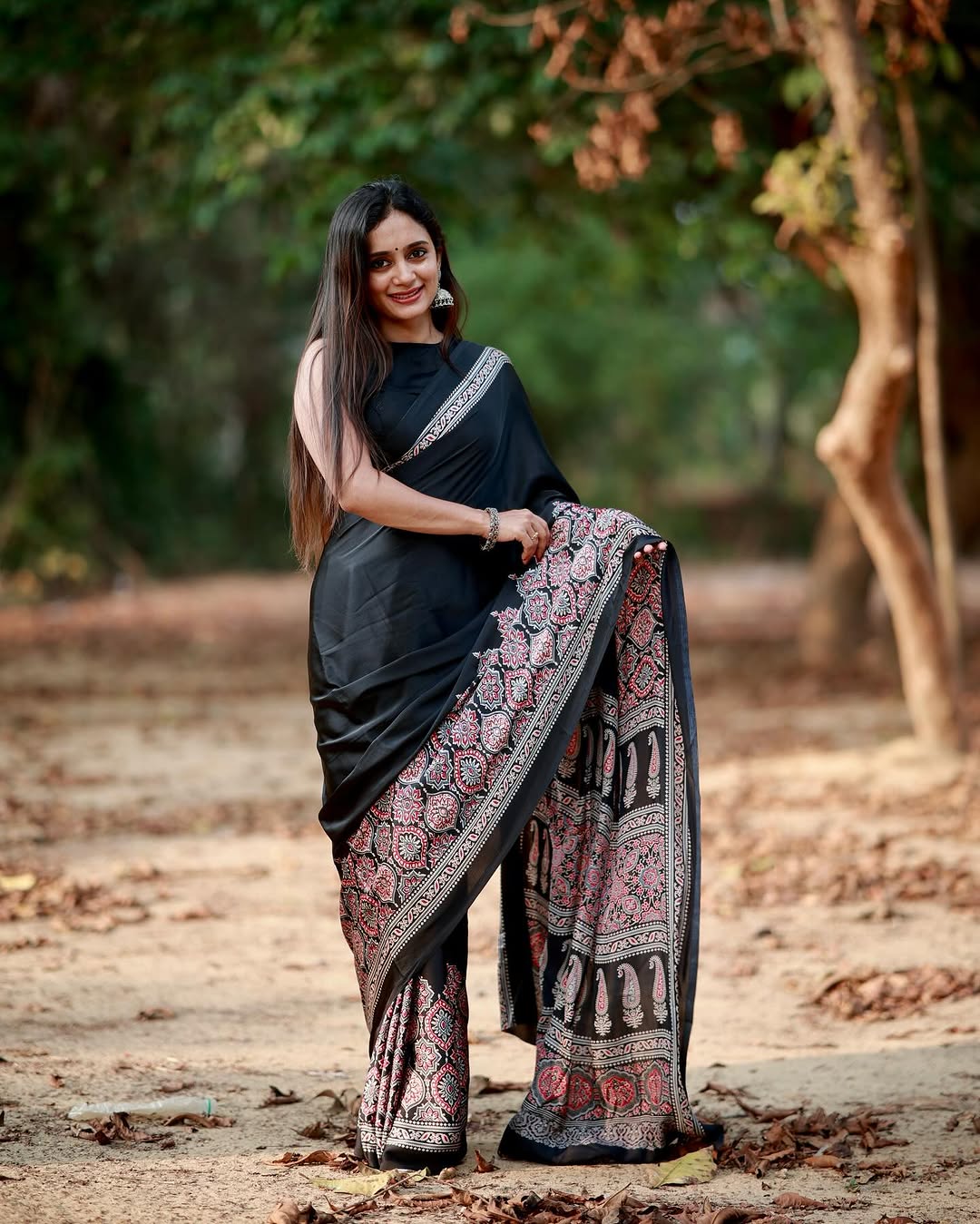 Silken Swirl Soft Crape Silk with Digital Print Saree