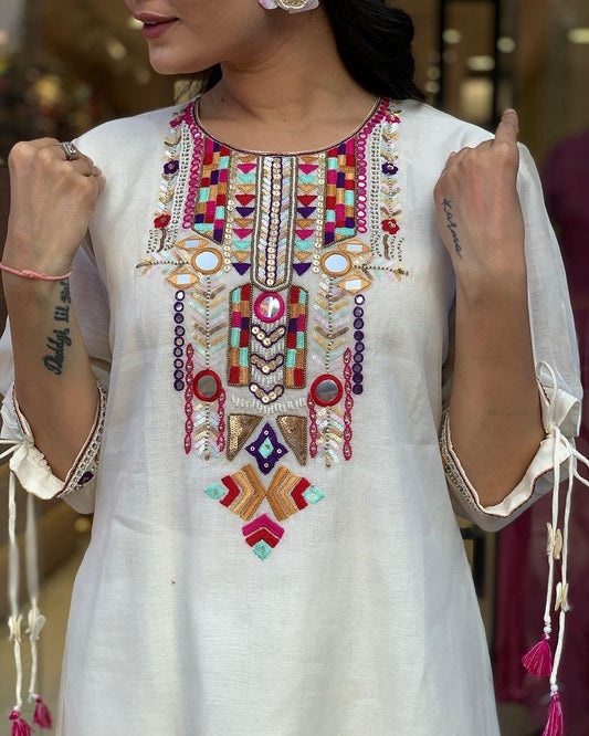 Mirror Bloom Premium Chanderi