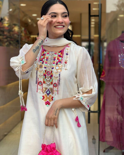 Mirror Bloom Premium Chanderi