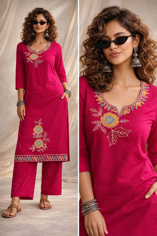 Gulnaar Cotton Embroidered Co-ord Set