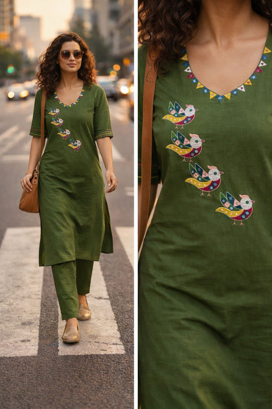 Rangrez Bird Print Cotton Co-ord Set