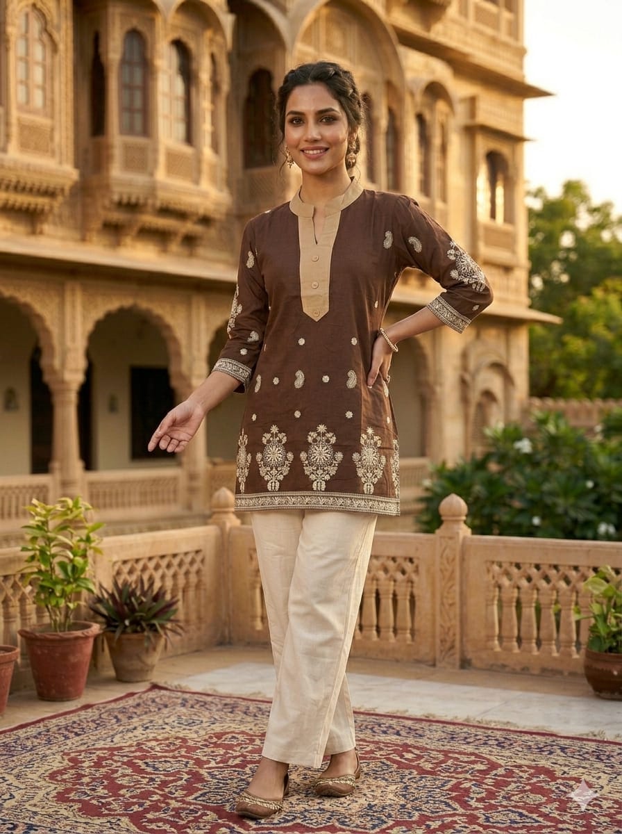 Elegant Ease Cambric Embroidered Top