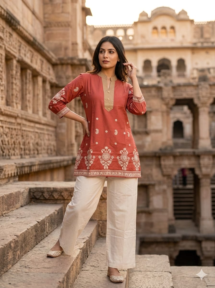 Elegant Ease Cambric Embroidered Top