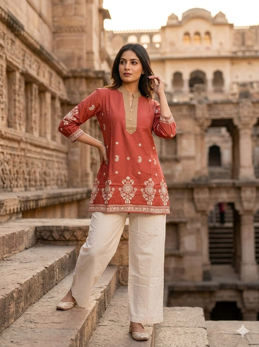 Elegant Ease Cambric Embroidered Top