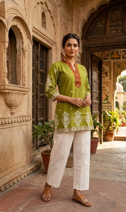 Elegant Ease Cambric Embroidered Top