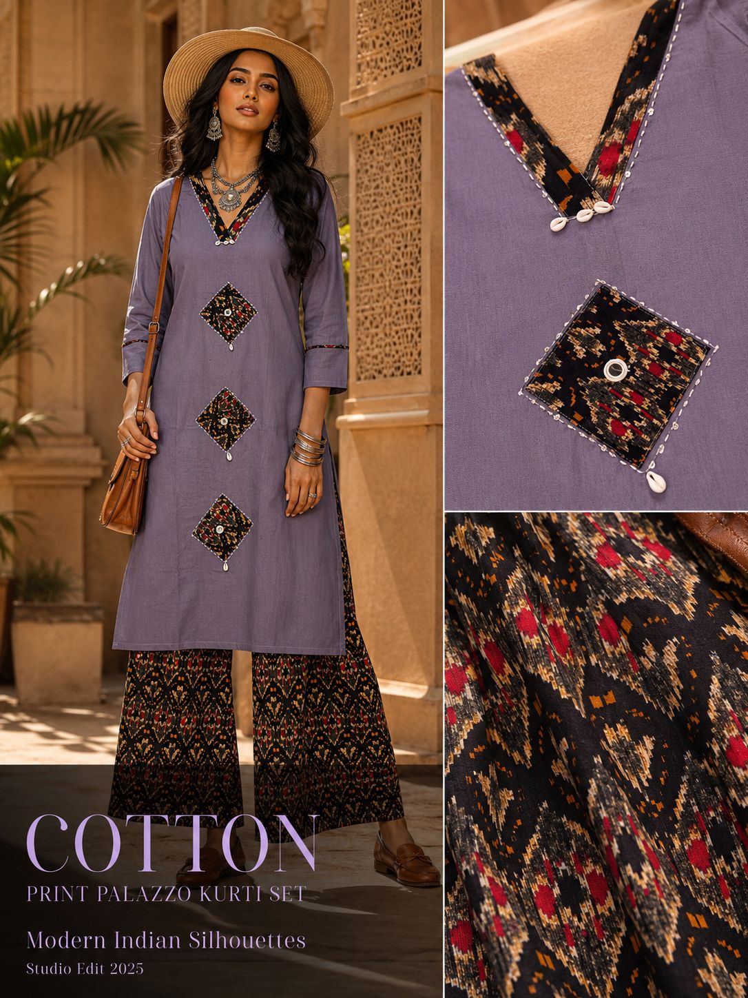 Rangriti Pure Cotton Applique Palazzo Set