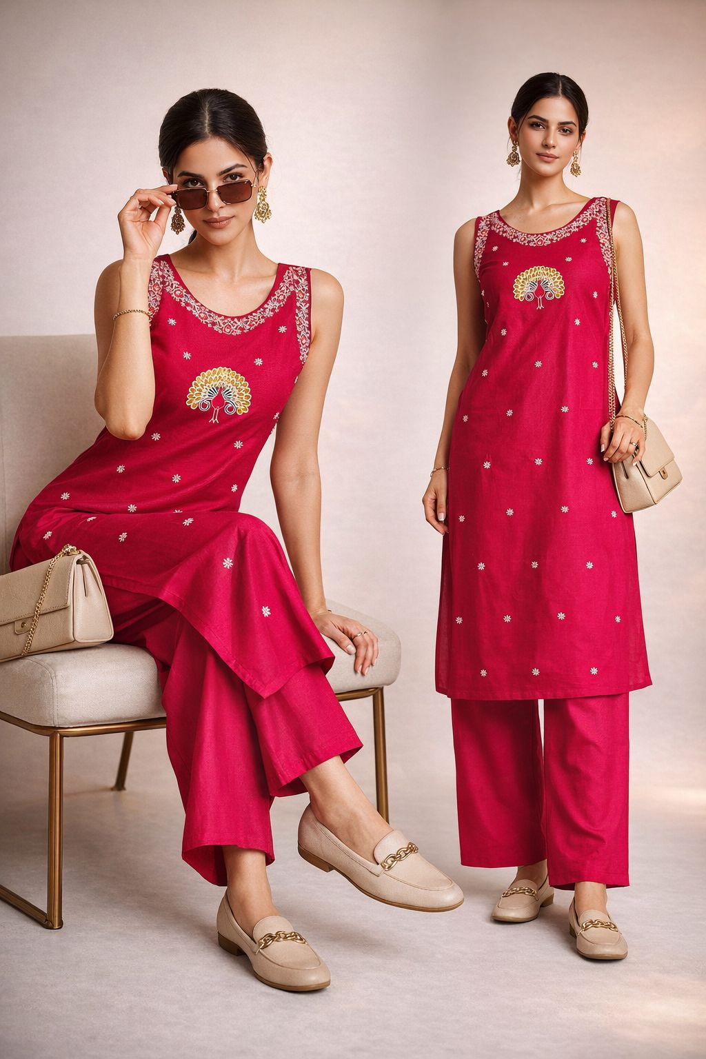 Summer Glow Cotton Embroidered Co-ord Set Vol 2