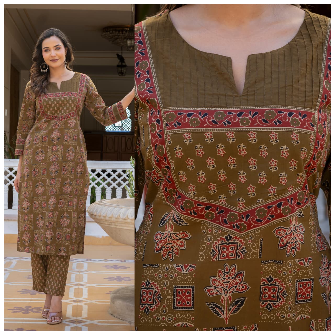 Aarohi Pintucks Cotton Kurta Pant Set