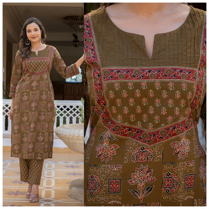 Aarohi Pintucks Cotton Kurta Pant Set