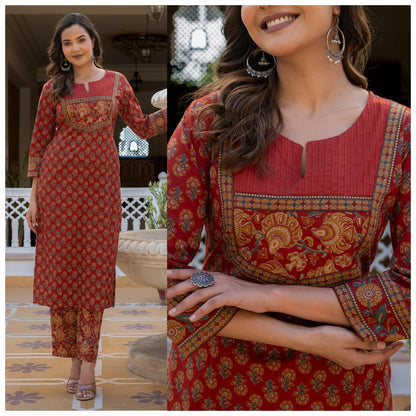 Aarohi Pintucks Cotton Kurta Pant Set