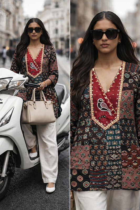 Urban Charm Flex Cotton Embroidered Top